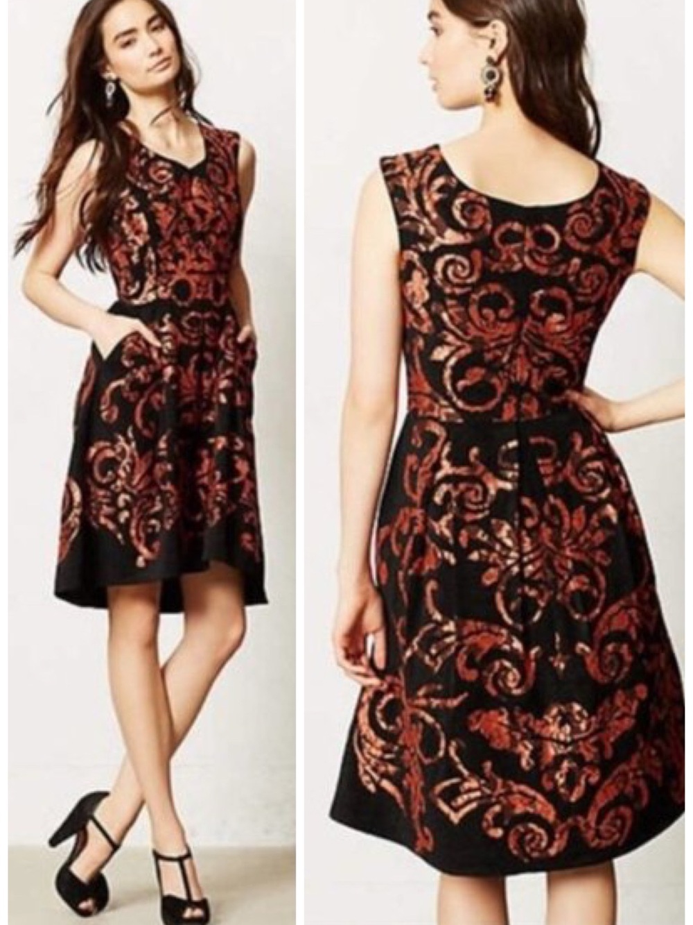 Anthropologie Yoana Baraschi Mirissa Mini Dress In Black and Copper Size 2 EUC